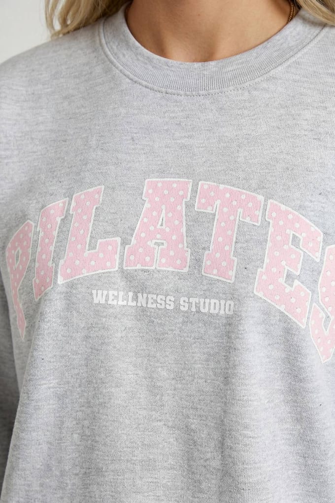 boohoo Dames Pilates Oversized Sweatshirt Met Polkadot Print | Asgrijs | Maat: Small