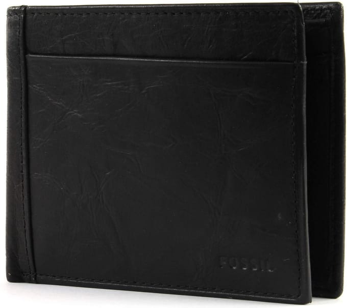 FOSSIL Portemonnee Neel Large Coin Pocket Bifold Black Zwart