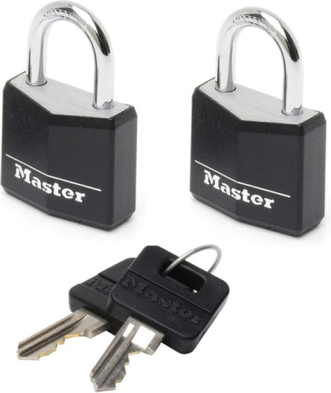 MasterLock Hangslot - Massief Aluminium - Zwart - 11mm - 2 stuks - 9120EURTBLK