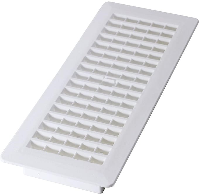 Ventilatierooster Roodstaal Vierkant Wit Grille 10x30 cm