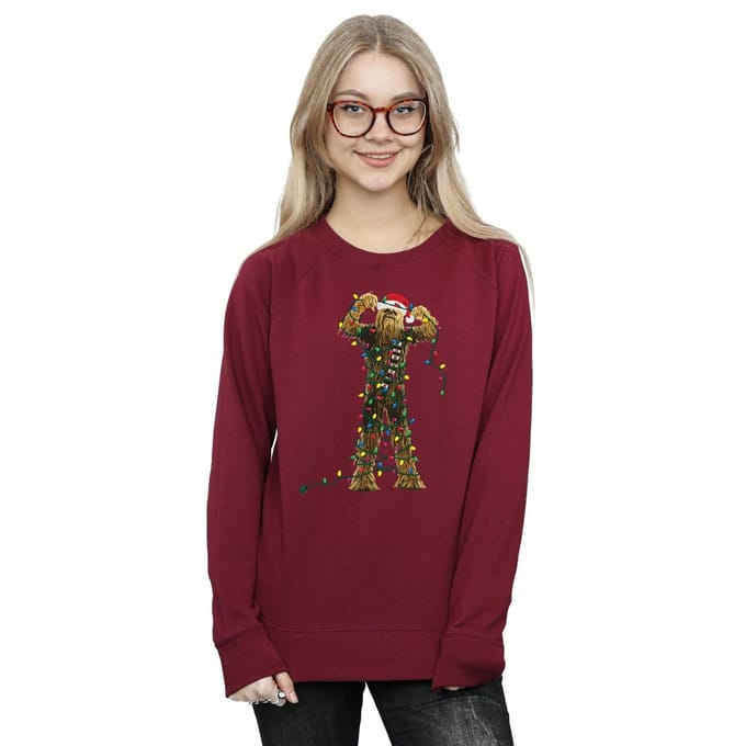 Star Wars Dames/Dames Chewbacca Kerstverlichting Sweatshirt (Bourgondië)