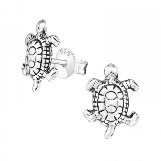 Zilveren oorknop, schildpad (3MM)