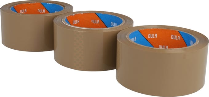 DULA Verpakkingstape - Bruin - 3 rollen Dozentape 50 mm x 66 m - Plakband