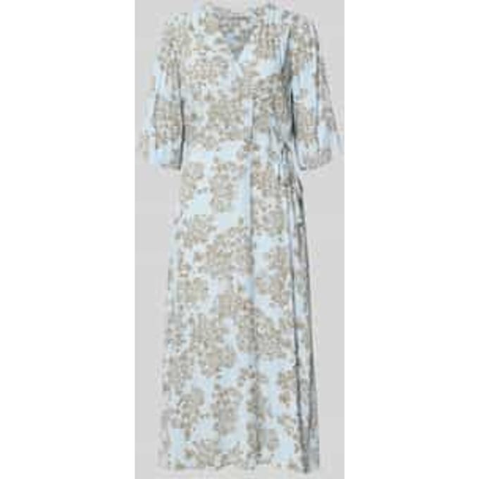 Midi-jurk van viscose in wikkellook met 1/2-mouwen