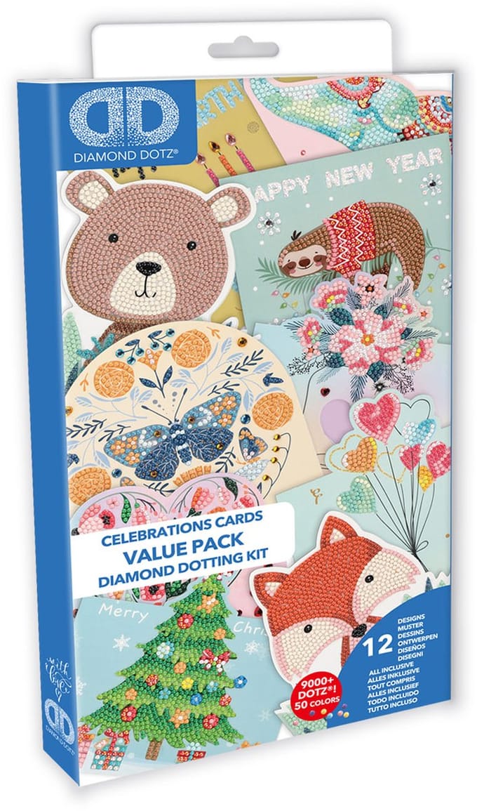 DIAMOND DOTZ GREETING CARDS VARIETY VALUE PACK 12 CARDS - NEEDLEART WORLD