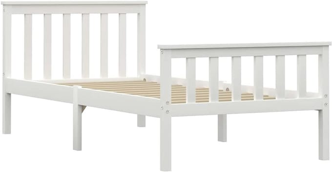 Stevig Houten Bedframe Massief Grenen Wit 100x200 cm voor Slaapkamer