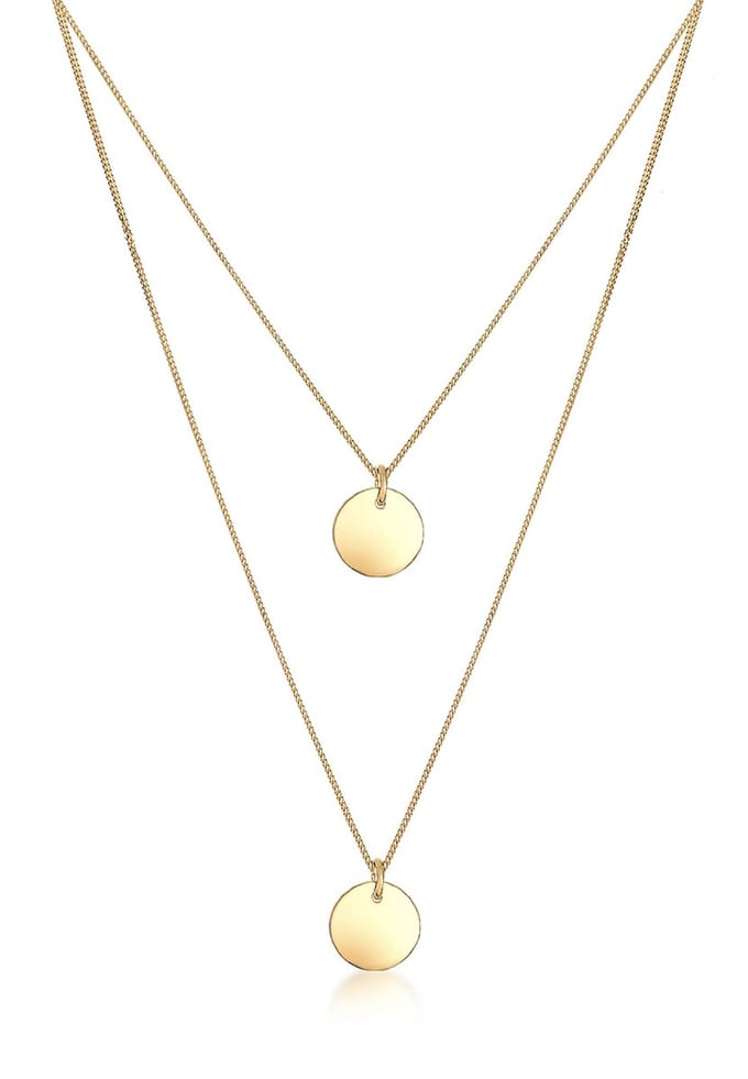 Elli Halsketting Layer Geo Cirkel 925 Sterling Zilver verguld