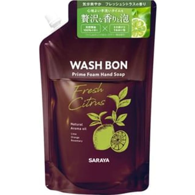 SARAYA - Wash Bon Prime Foam Hand Soap Fresh Citrus 500ml Refill