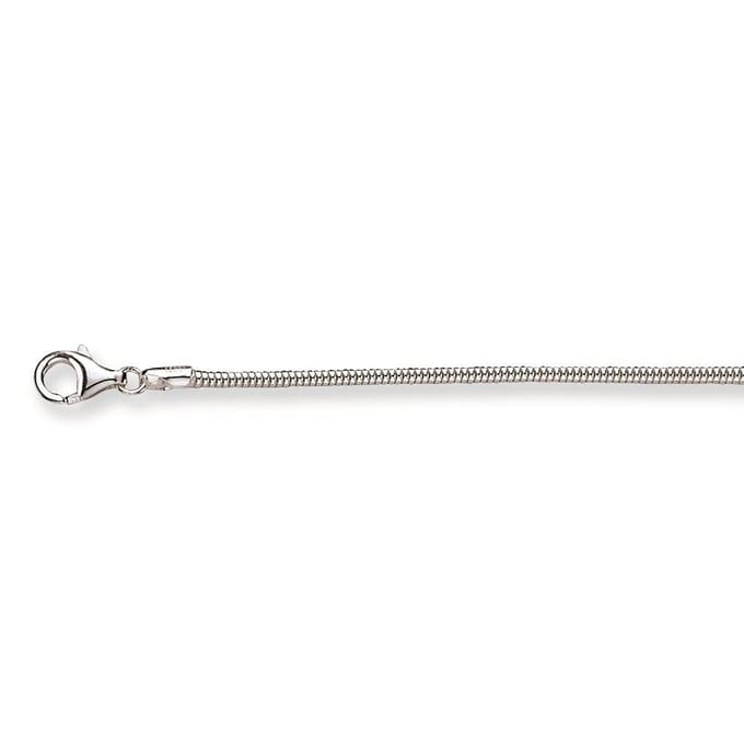 Glowketting - zilver - gerodineerd - slang 2 mm - 45 cm