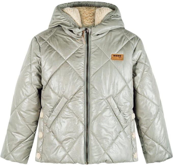 NONO - Button Hooded Short Winter Jacket - Groen - Maat 110