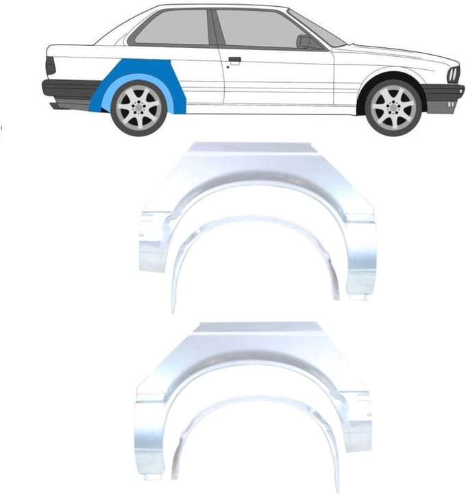 Binnen + buiten reparatiepaneel achter spatbord voor BMW 3 E30 1982-1987 / Set