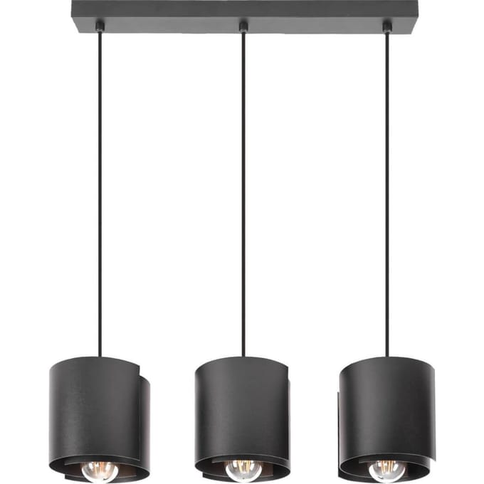 Moderne Zwarte Hanglamp Loft Stijl E27 - 3 lichtpunten