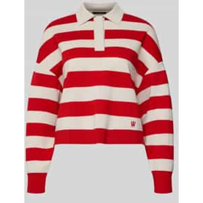 Regular fit shirt met lange mouwen van zuivere scheerwol met polokraag