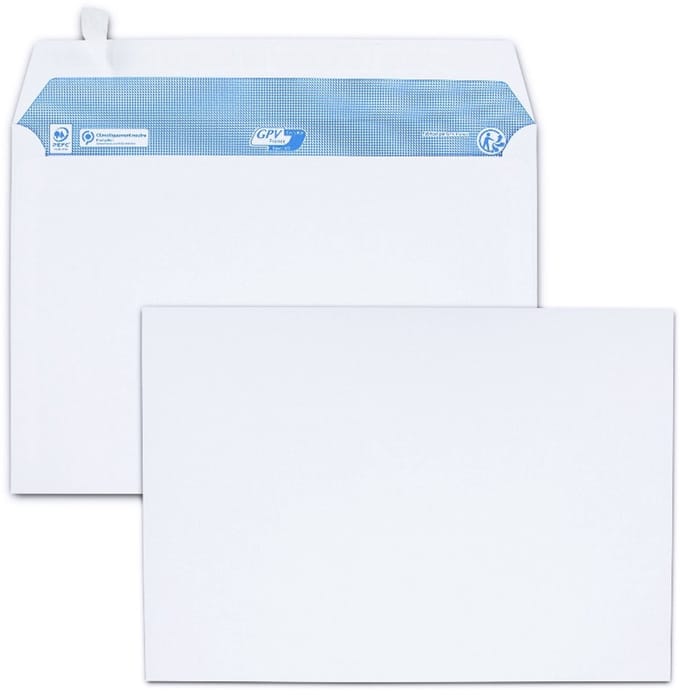 GPV envelop, 162x229 mm, wit, z. venster, zelfkl., 100 g/m2, 200 st