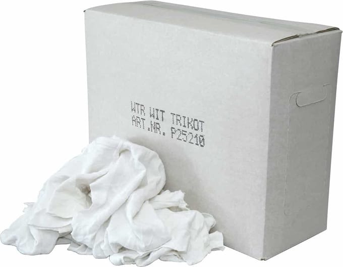 Poetslappen WTR – witte tricot met gekleurd randje