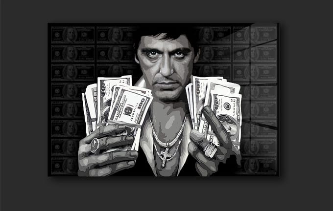 Tony Montana plexiglas schilderij 90x60cm