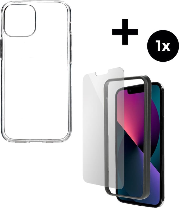 Mobiparts Classic TPU hoesje geschikt voor Apple iPhone 13 mini met 1 Screenprotector van Gehard Glas - Transparant