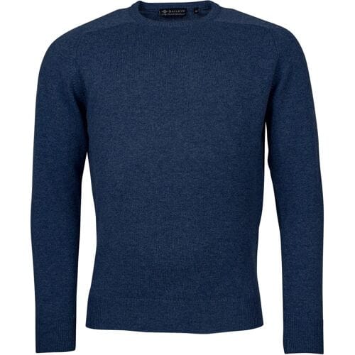Baileys Trui Scottish Lambswool Crew Neck Pullover Single Knit Dark Denim Blue / male