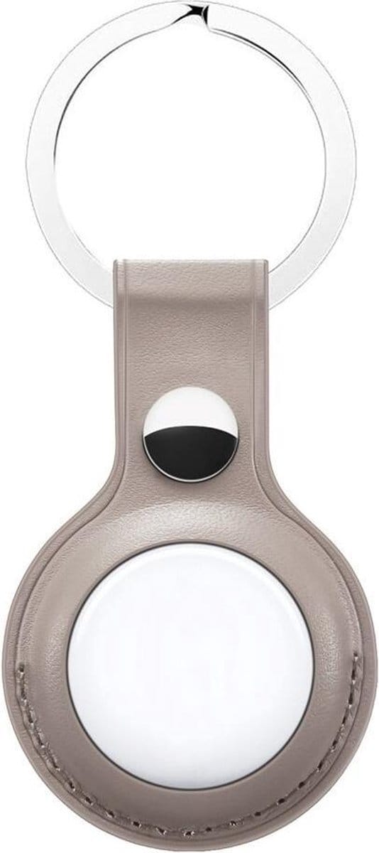 Sleutelhanger geschikt voor Apple AirTag - Premium Leer AirTag hanger - Zilver