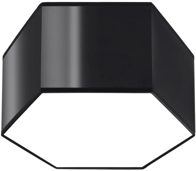 Plafondlamp SUNDE 15 zeshoekig met hoge behuizing - Sollux Lighting - IP20 - Zwart pvc behuizing - 30.5 x 26.5 x 15.5 cm - 2 x E27 LED, exclusief lichtbron - 2 x 15 W - Moderne plafondlamp voor woonkamer, slaapkamer en eetkamer