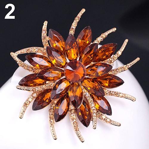 Bruiloft Bruids Grote Bloem Glanzende Strass Dame Sjaal Broche Pin Sieraden Decor paars