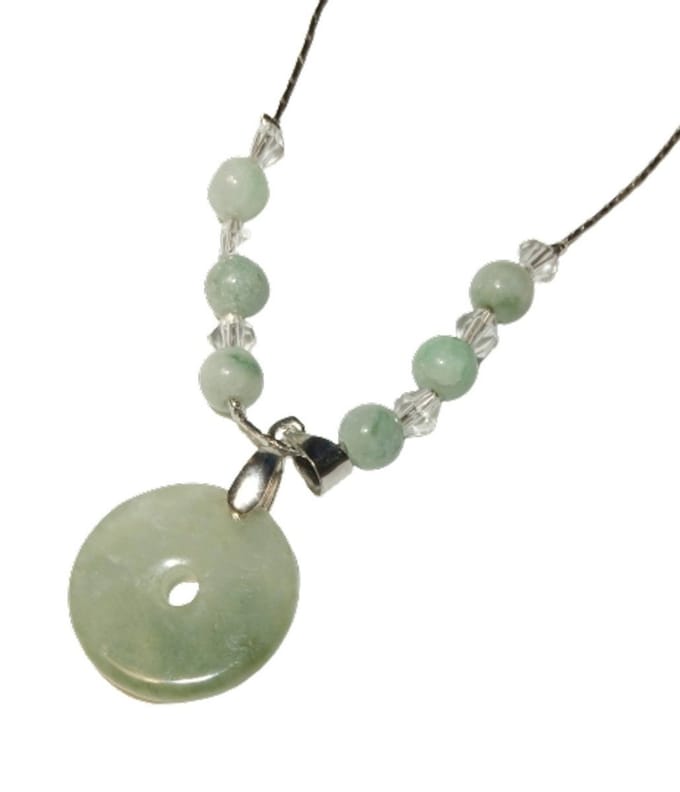 Zilveren Jade Donut Collier