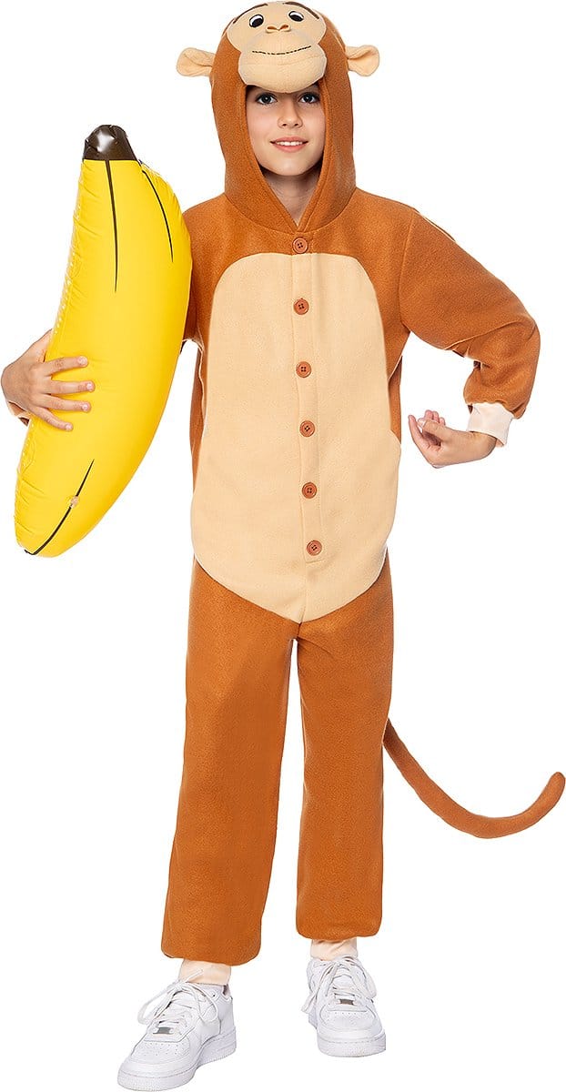 FUNIDELIA Aap Onesie voor Kinderen - Aap Kostuum - 97 - 104 cm