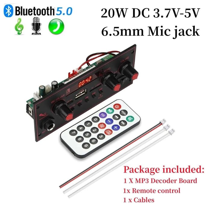 2*10W Versterker MP3 Decoder Board DC 5V Bluetooth 5.0 Audio Muziekspeler Ondersteuning 6.5mm Microfoon FM Radio TF USB Opnamemodule Autoluidsprekers black