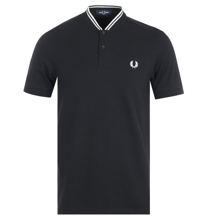 Men's Fred Perry Bomber Collar Pique Polo Shirt in Black