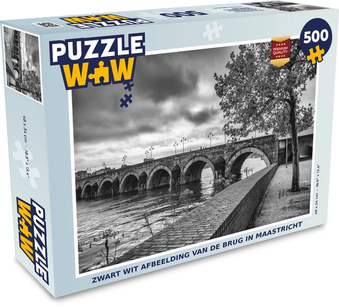 Puzzel Brug - Maastricht - Zwart - Wit - Legpuzzel - Puzzel 500 stukjes