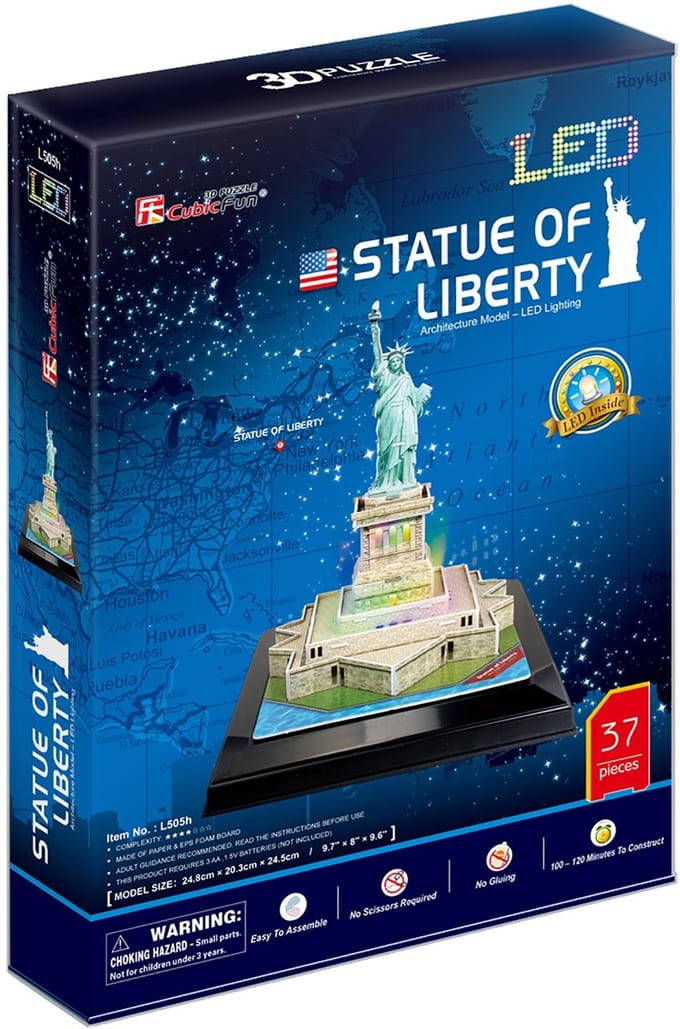 Cubic Fun 3D Puzzle Statue of Liberty with LED Lighting 3D Puzzels