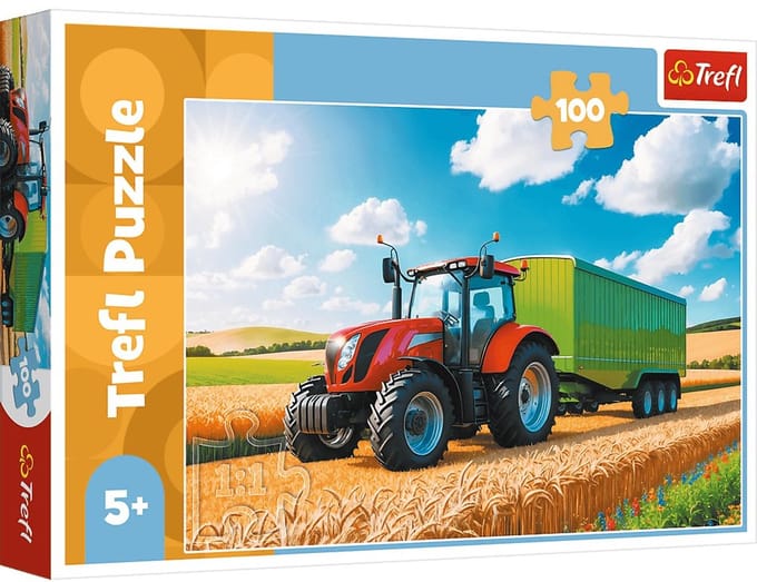 Trefl puzzel landbouw tractor met aanhanger - 100 stukjes FSC.