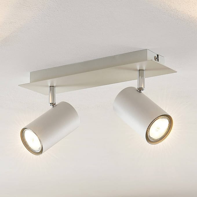 Lindby - buitenspot - 2lichts - Metaal - H: 15 cm - GU10 - wit