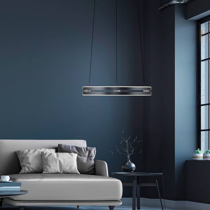 LED hanglamp PURE E-Loop, mystic grey, Ø 50 cm, aluminium, CCT