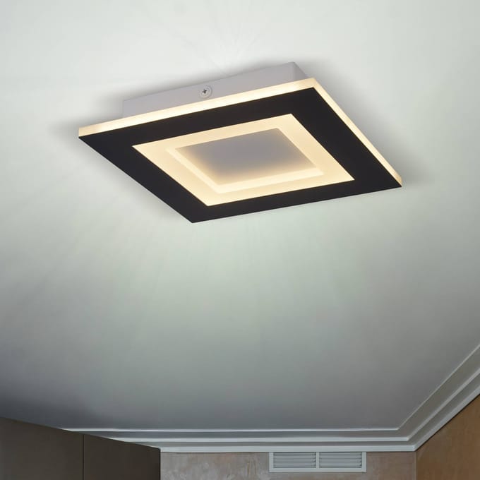 Searchlight LED plafondlamp Squary, lengte 39 cm, zwart/wit ijzer, CCT