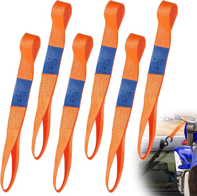 6x Spanbanden Kort 50cm Breed 1500 daN voor Ladingzekering Motorfiets Auto