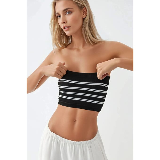 Bruideloze Gestreepte Geribde Croptop