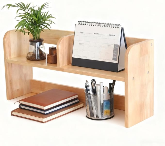 Houten Bureaurek 2-Laags - Bureau Organizer voor Efficiënte Desk Setup