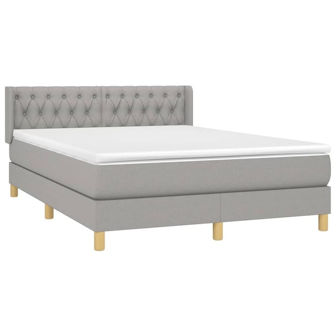 vidaXL - Boxspring - met - matras - stof - lichtgrijs - 140x190 - cm
