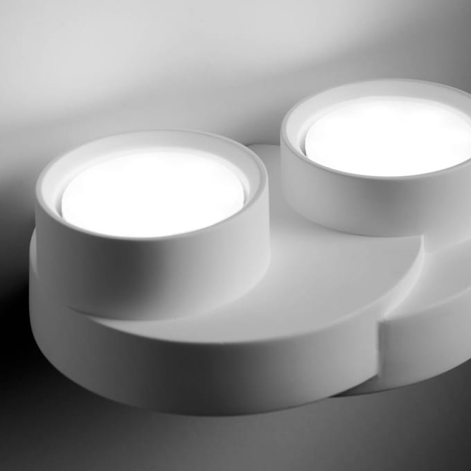 TECNICO by Sforzin Demetra wandlamp, 2-lamps, 21,5 cm, wit, gips, GX53