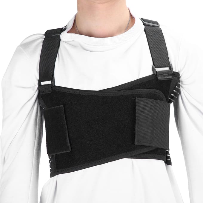 Ribfractuur Steunbrace Ademend Verstelbaar Borst Lendenbeschermer Riem black