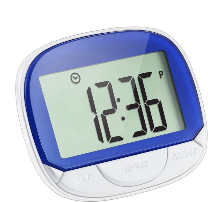 Stappenteller Clip - Activiteit Tracker - Gezondheid Bijhouden - Groot Display Klok - 55mm Display - Blauw