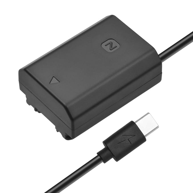 Andoer NP-FZ100 Dummy-batterij USB-C-koppeladapter met USB Type-C-veervoedingskabel Vervanging zwart