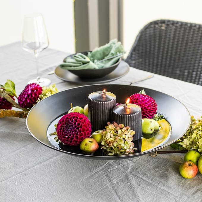 Zwarte pilaarkaarsen, gegroefd, 70/90mm, set van 4, decoratie, Advent,