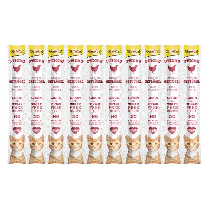 10 Stuks GimCat Sticks Gevogelte Kattensnacks