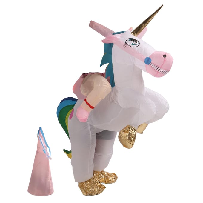 Opblaasbaar Rijkostuum Lichtgewicht Veilig Schattig Opblaasbaar Rijdend Dierkostuum voor Feest Cosplay adults white