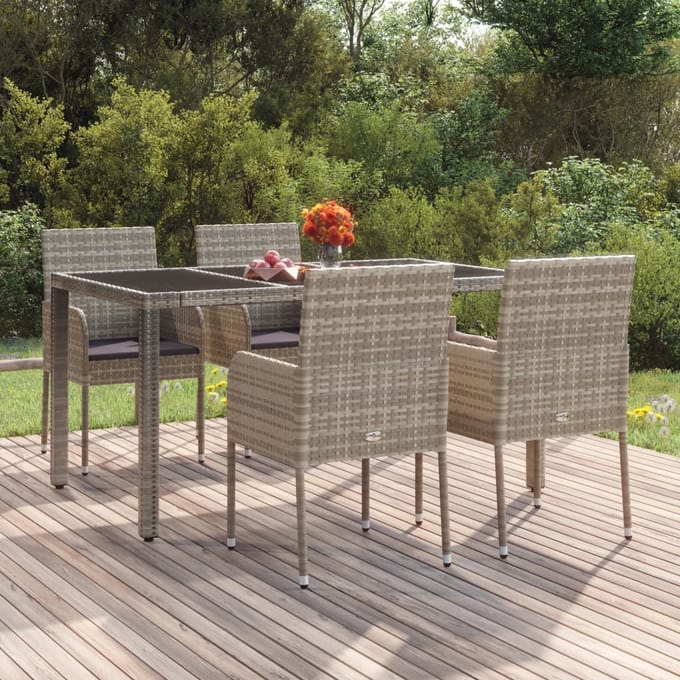 vidaXL - Tuinstoelen - 4 - st - met - kussens - poly - rattan - grijs