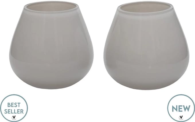 Waxinelichthouder Tasman - XS - Ivory - Set van 2 - Ø12,5 x H11,5 cm