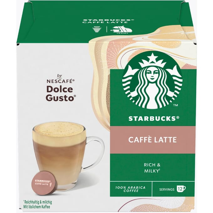 Starbucks S® by NESCAFÉ® Dolce Gusto® Caffè Latte 12 capsules, compatibel met Dolce Gusto®