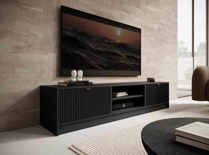 Meubella - TV-Meubel Tavares - Zwart - 180 cm